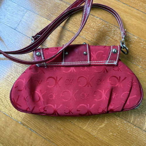 Gianna Kazakou shoulder bag used, red, leather and fabric