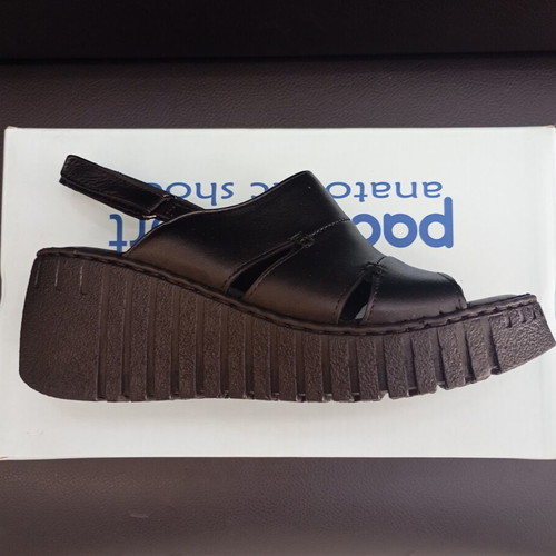 Platform sandals new, genuine leather, comfortable anatomical sole, black