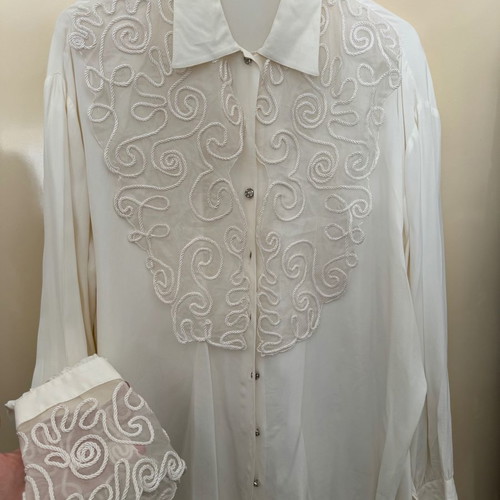Vintage shirt new, white with rhinestones, size L