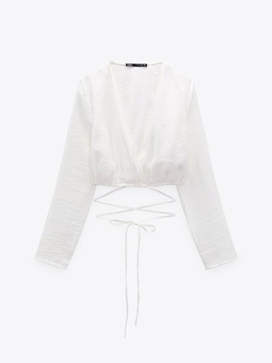 Zara white top used, size XL, with cords