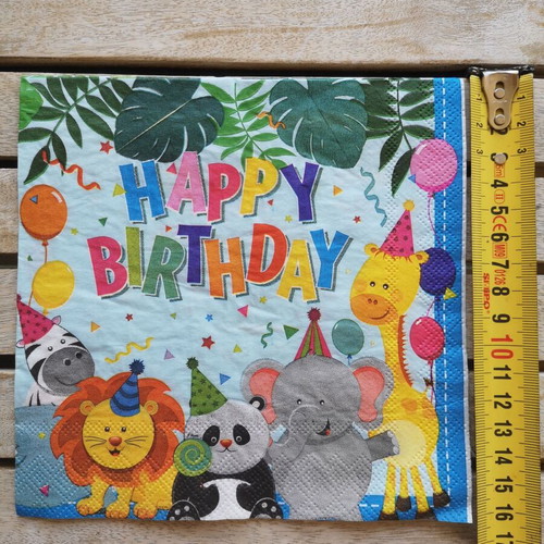 Happy Birthday jungle animals napkin new