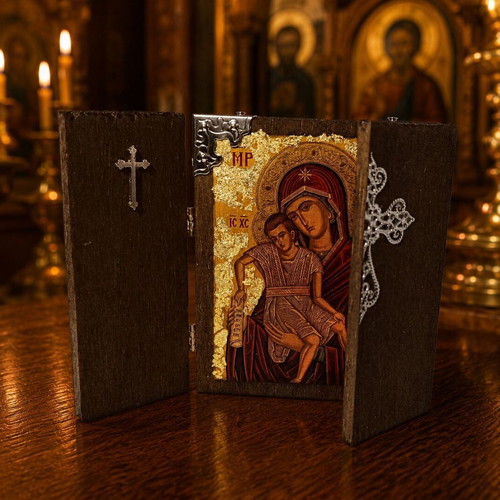 Handmade Icon of Panagia Axion Esti with Gift Box