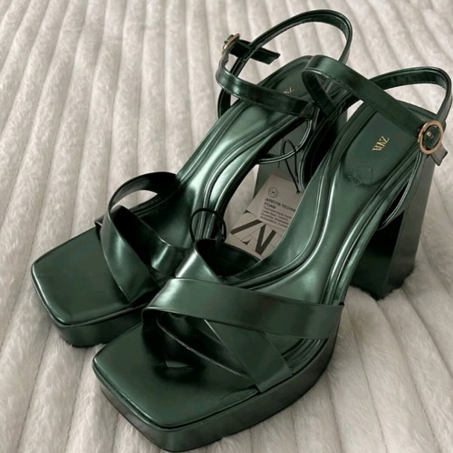 Zara green platform sandals new size 41