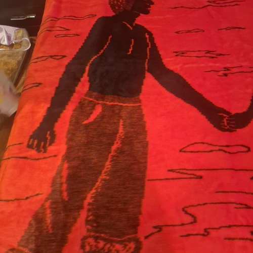 Vintage velour blanket Naoussa double-sided, like new, made in Greece