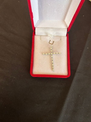 Silver cross with white stones like new