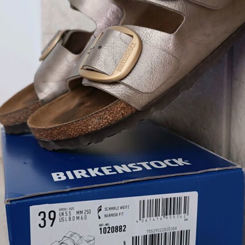 Birkenstock Arizona Big Buckle sandals like new, gold and silver