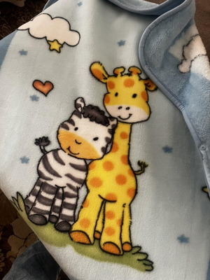 Baby fleece blanket with animals like new, blue