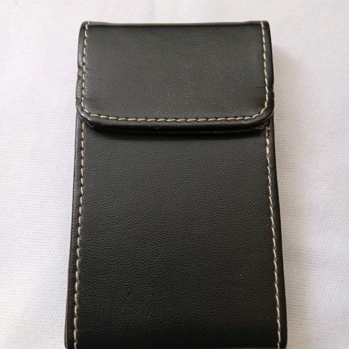 Card holder used, elegant black leather for business cards
