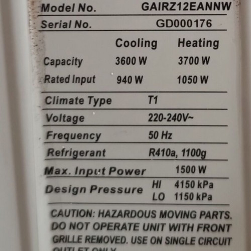 General Electric Inverter Air Conditioner 12000 BTU like new