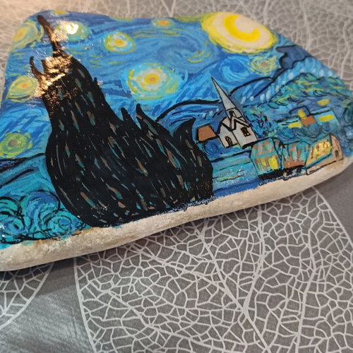 Painted stone Starry Night Van Gogh made to order