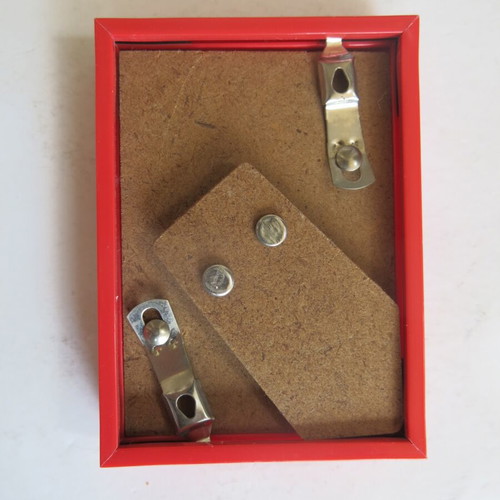 Small red photo frame new with stand and wall hooks