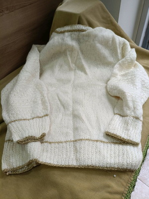 Knitted women's vintage sweater used, white, size XXXL