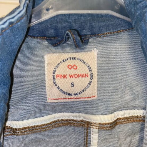 Denim jacket Pink Woman size S like new, blue sleeveless