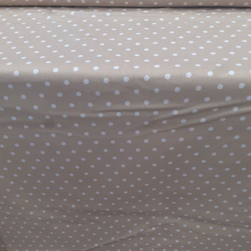 Cotton sheet fabric beige with white polka dots, 4m by 2.6m, new