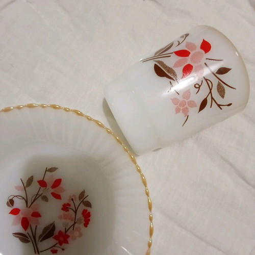 Vintage Termocrisa Mexico opaline plates and mugs set
