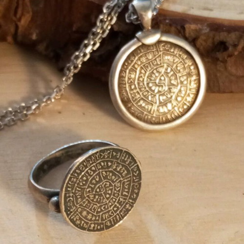Silver set 925 used, Phaistos disc design