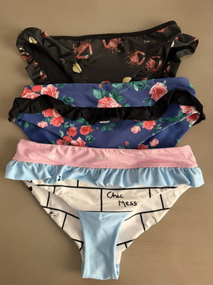 Chic Mess bikini set of 3, reversible top, high-waisted, like new