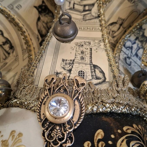 Venetian Jester Mask handmade, like new, with Swarovski vintage details