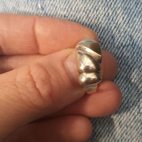 Silver gold ring 925 silver with 14K gold used, size 53