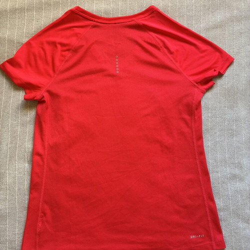 Nike Dry Miler V-Neck Running Shirt, red, size M