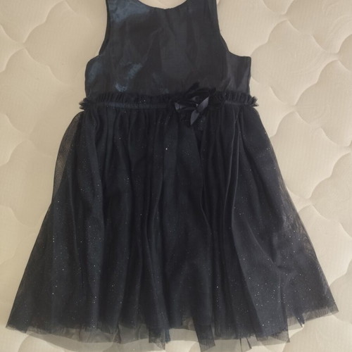H&M sleeveless festive dress like new, dark blue with tulle
