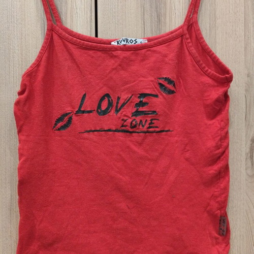 Kouros red top "LOVE ZONE" with thin strap, used, size S