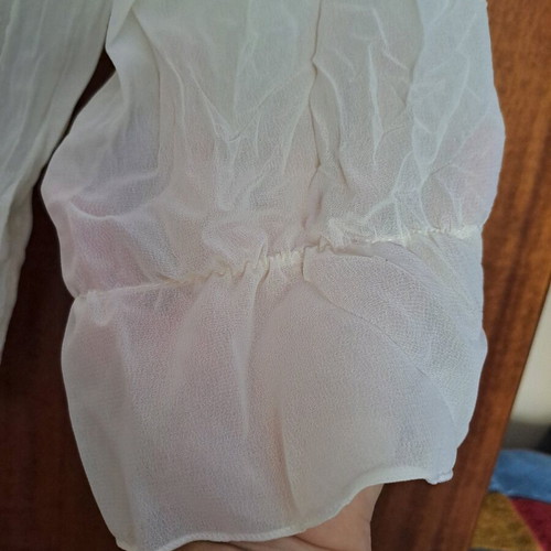 Women's shirt crepe fabric, like new, size S, beige, 3/4 sleeve with elastic
