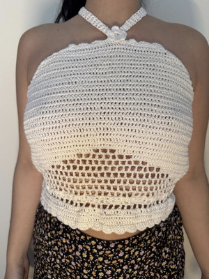 Handmade crochet top white new