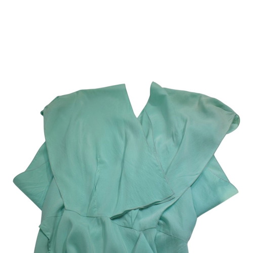 Roland Mouret silk midi seafoam dress with draped V neckline