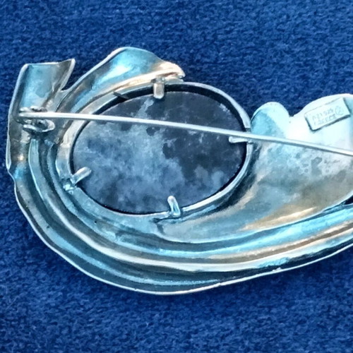 Lalaunis silver pin 925 with natural sodalite stone used, vintage