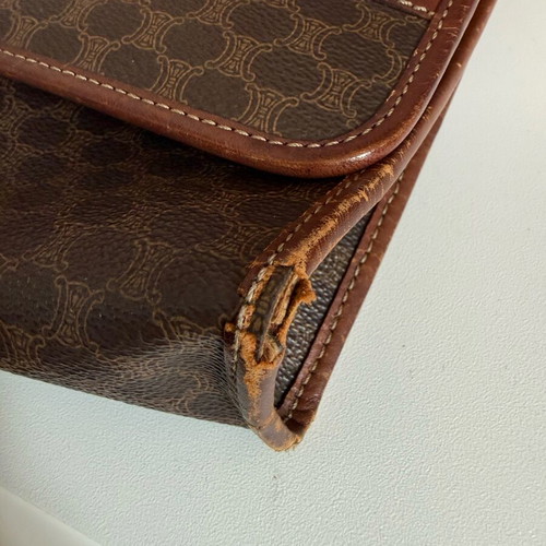 Celine vintage handbag used brown with strap