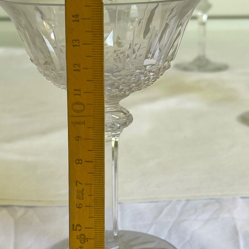 Saint Louis crystal glass set of 9 used, antique Art Deco 1928