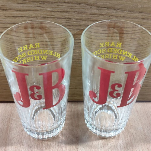 J&B Scotch Whisky set of two old promotional glasses like new