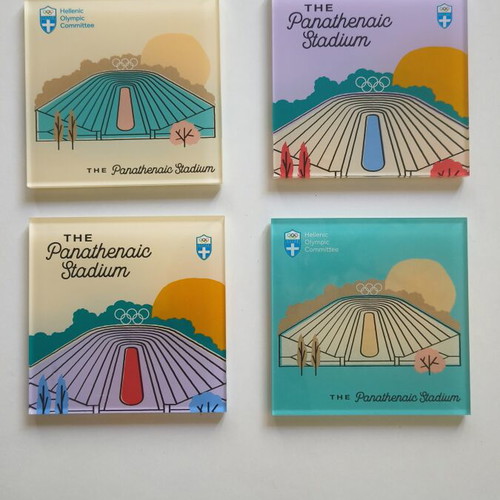 Panathenaic Stadium Coaster Set new, official Hellenic Olympic Committee