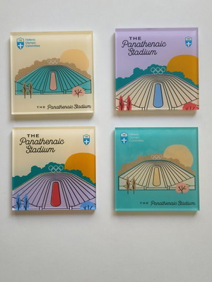 Panathenaic Stadium Coaster Set new, official Hellenic Olympic Committee