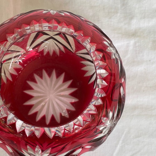 Saint-Louis crystal vase used, red antique