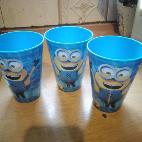 Minions plastic large cups, set of three, like new