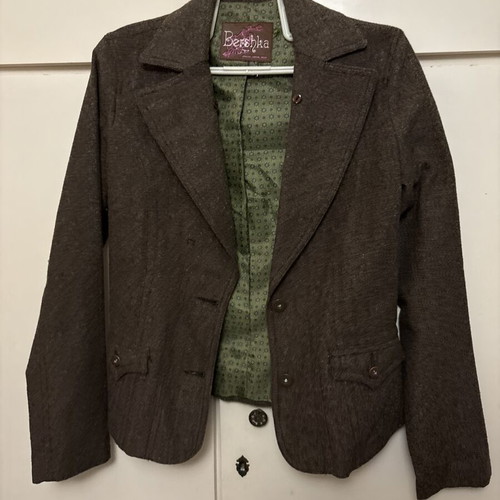 Bershka Wool Jacket like new, brown with green lining