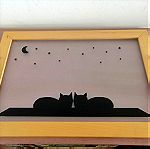  Δίσκος γυάλινος  με αστέρια κ γάτες