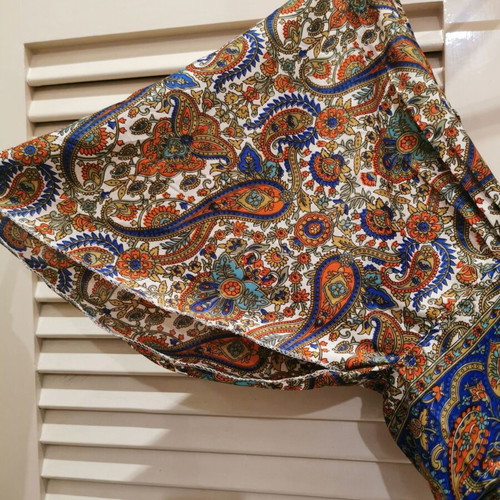 Boho wrap top used with back tie and ethnic pattern