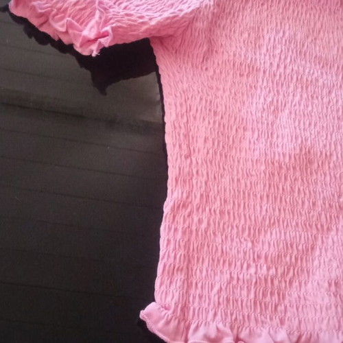 H&M smocked top used, cotton, pink