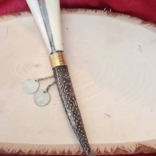 Silver 900 Cretan decorative knife like new with bone handle