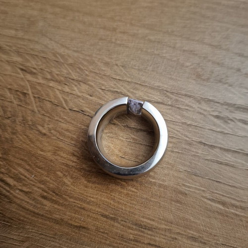 Ring size 10 stainless steel with clear zirconia, like new
