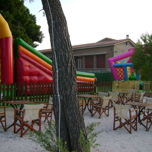 Playground with certified inflatables and safety equipment