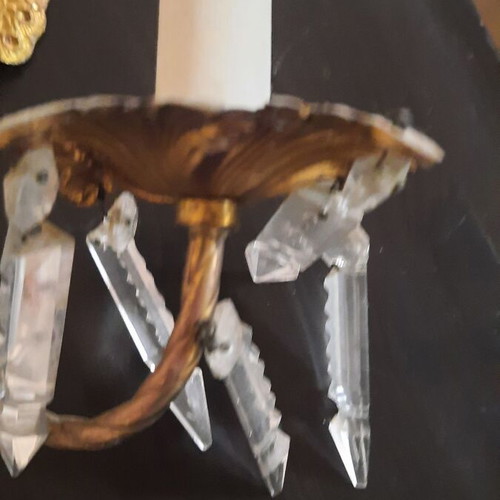 Pair of French Rococo style brass wall sconces, antique