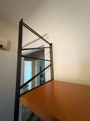 Desk with bookshelf used, two shelves