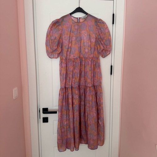 & Other Stories Voluminous Puff Sleeve Midi Dress Size S like new, colorful