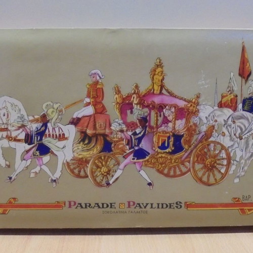 Pavlides Chocolates old promotional box used, empty