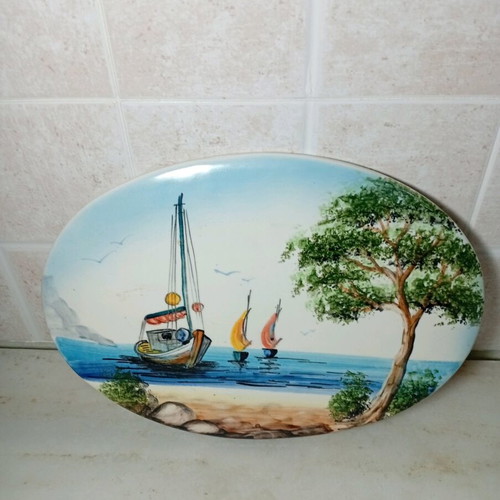 Decorative ceramic wall plate of Greek folk art new
