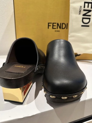 Fendi First clogs calf leather like new, black, size 39